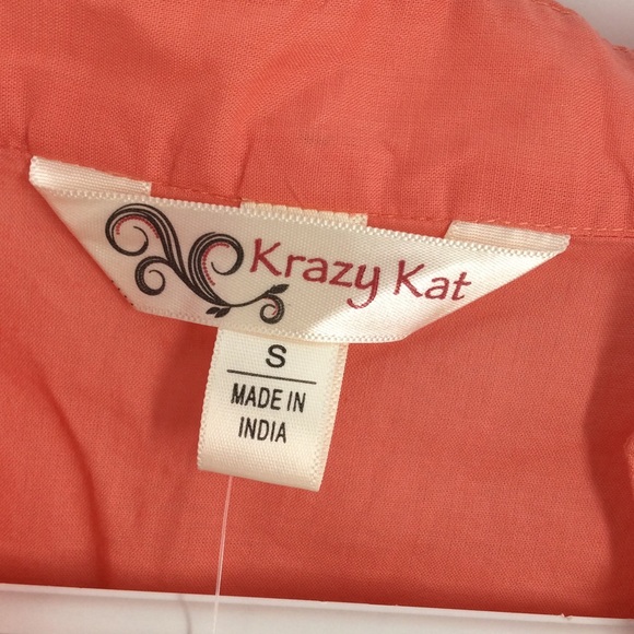 NWT Krazy Kat Coral Embroidered Tunic Top S - Picture 4 of 8
